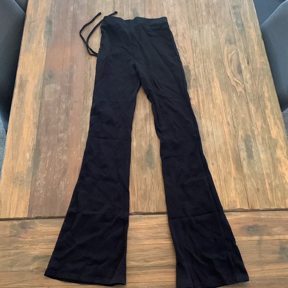 H&M Black Flare Pants With Waist Tie - Picture 6 of 6